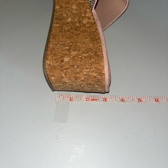 Just Fab Slides Platform Wedge Cork Heel Delia Slide Y2K Sandal Pink Glitter 10 - Picture 5 of 7